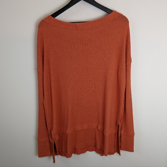 Free People We the Free Orange North Shore Thermal Tunic Oversized Top - Picture 4 of 6